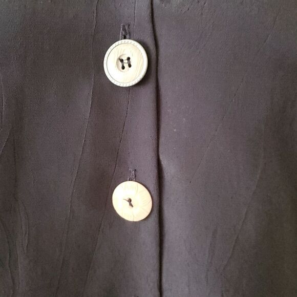 Womens Vintage 80s button down black Top 12 - Picture 5 of 9